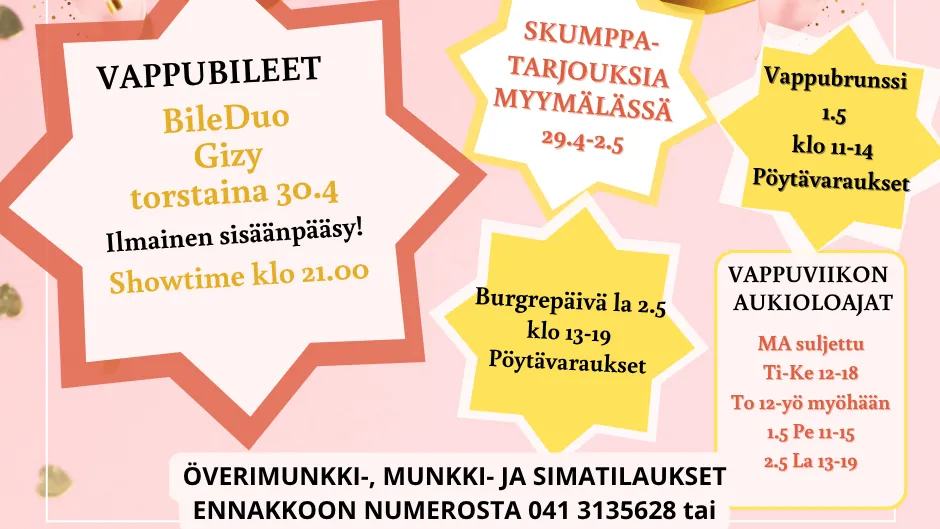 Vappuviikonlopun burgerpäivä 