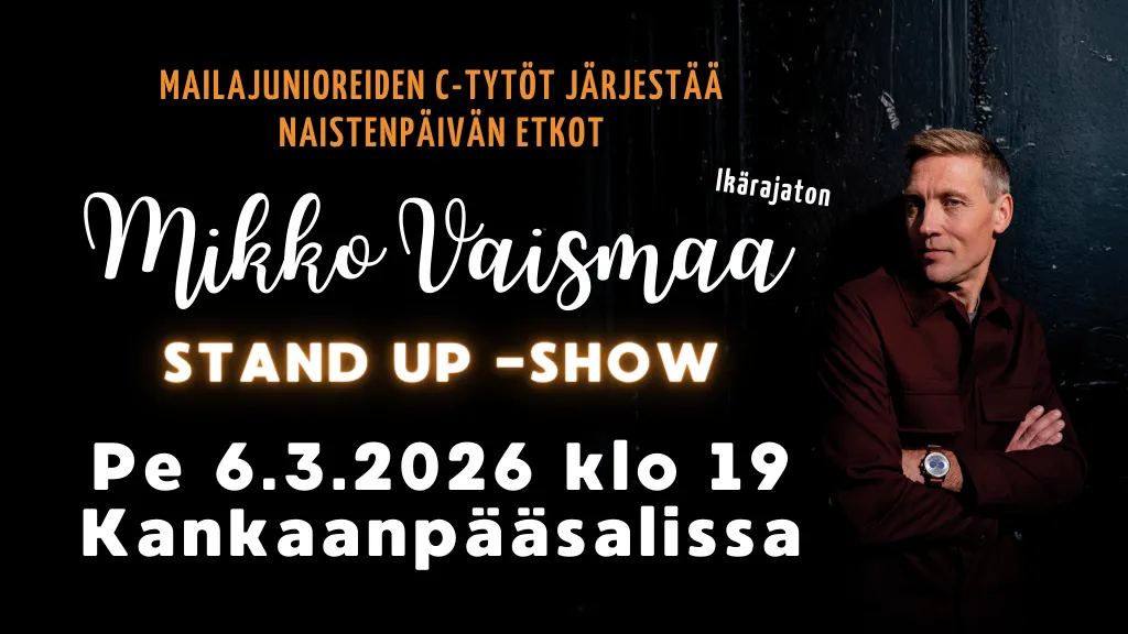 Mikko Vaismaa stand up -show Kankaanpääsalissa