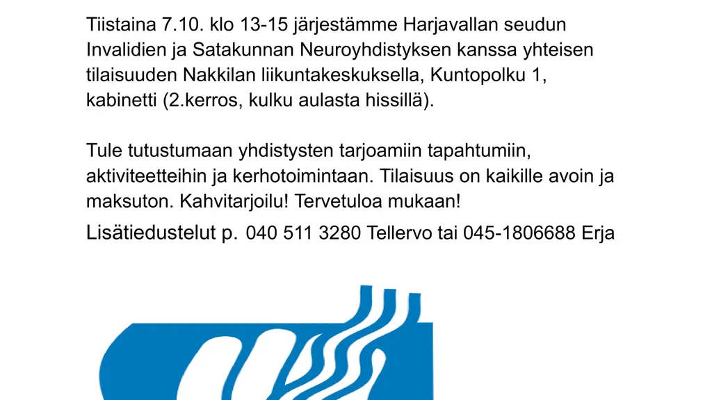 Harjavallan seudun Invalidien ja Satakunnan Neuroyhdistyksen esittelyä