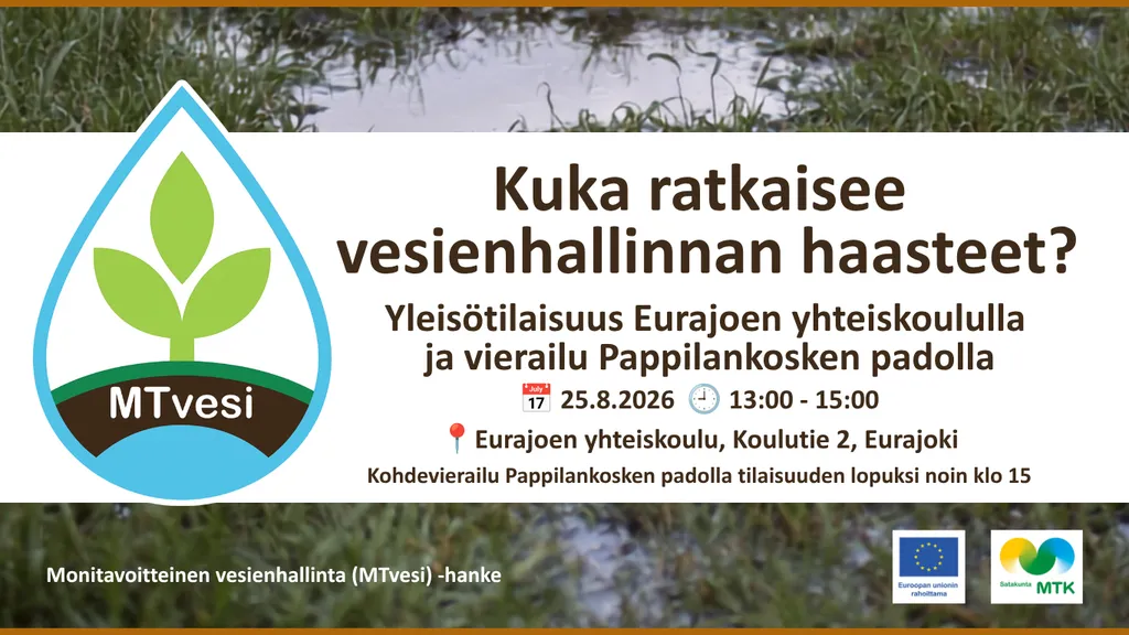 Kuka ratkaisee vesienhallinnan haasteet? –yleisötilaisuus Eurajoella
