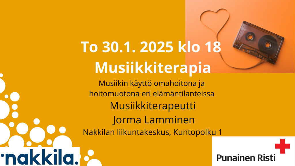 Musiikkiterapia -luento liikuntakeskuksen kahvilassa 30.1 klo 18