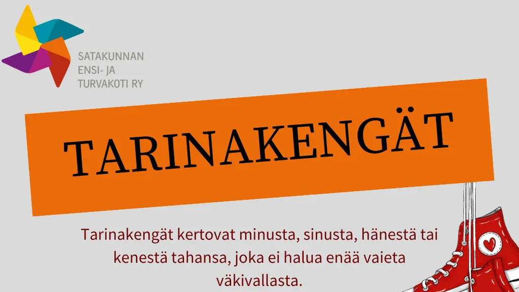 Tarinakengät-näyttely Kokemäen pääkirjastossa