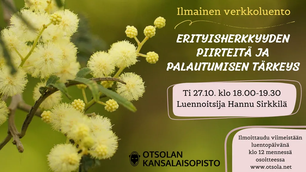 Erityisherkkyyden piirteitä ja palautumisen tärkeys (ilmainen verkkoluento)
