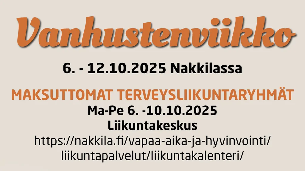 Vanhustenviikon maksuttomat terveysliikuntaryhmät