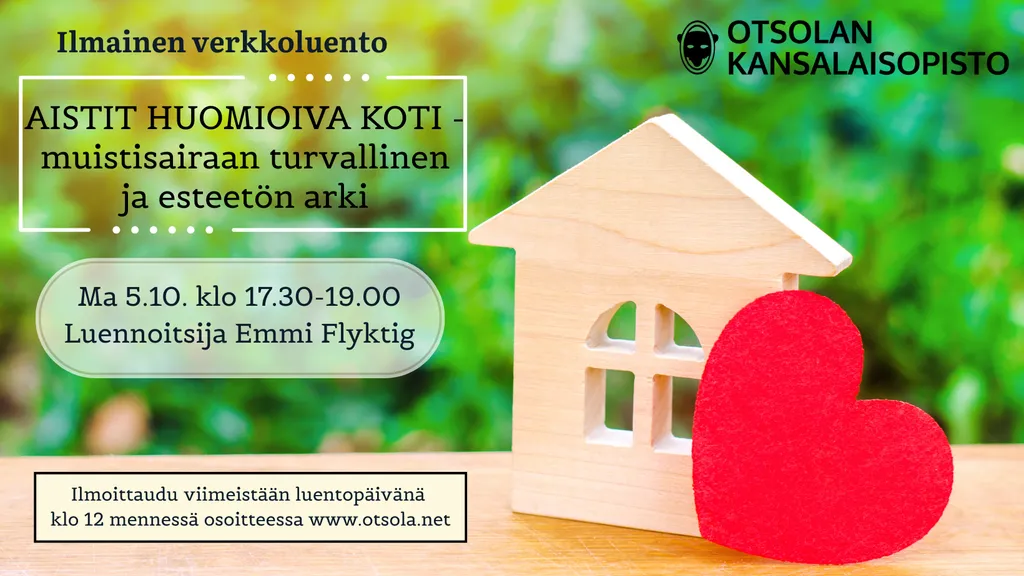 Aistit huomioiva koti-muistisairaan turvallinen ja esteetön arki (verkkoluento)