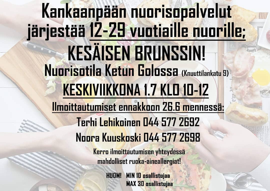 Nuorisotila Ketun Golon kesäbrunssi - Kankaanpään aluekalenteri