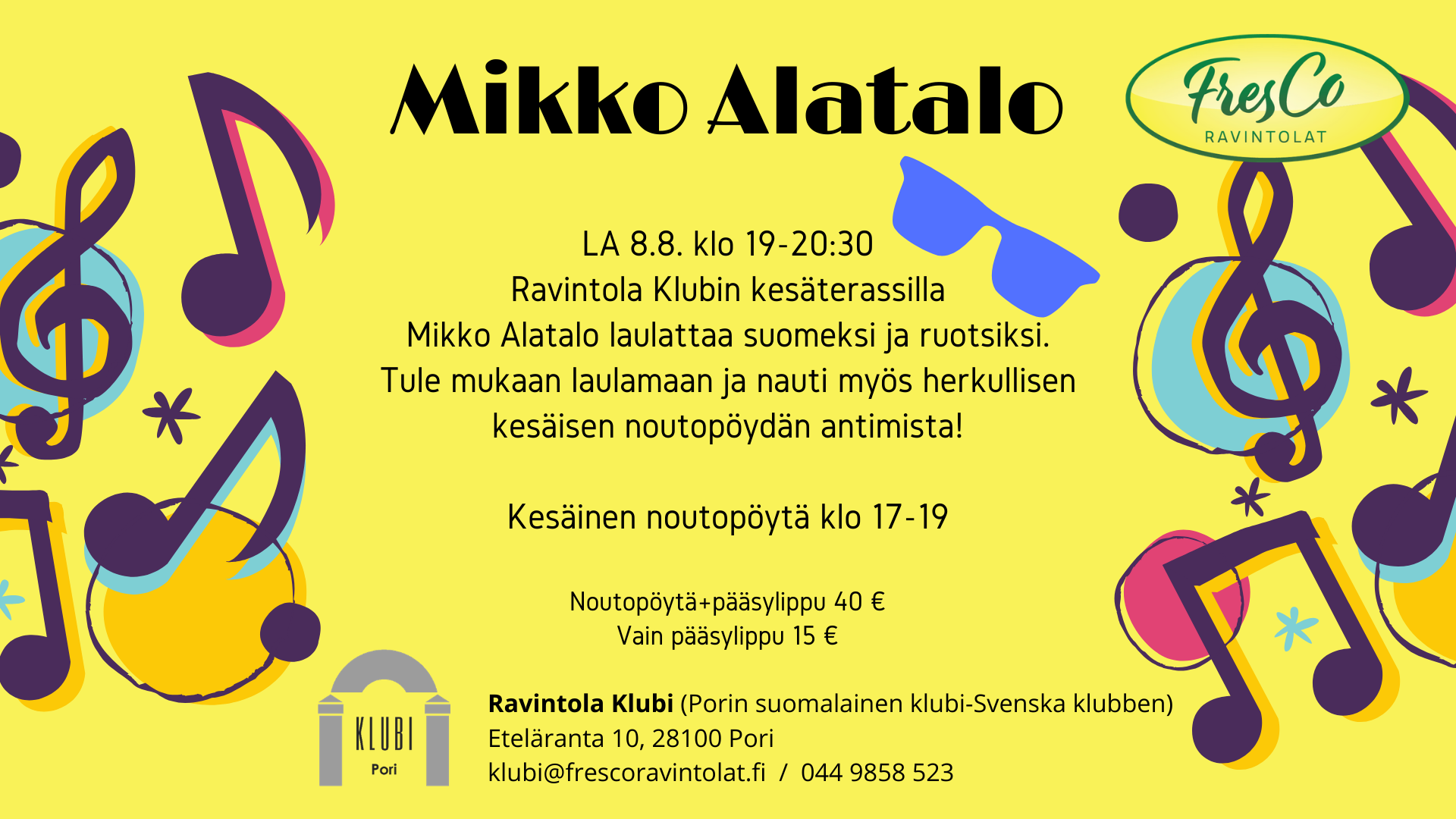 Mikko Alatalo laulattaa ravintola Klubin terassilla LA 8.8.