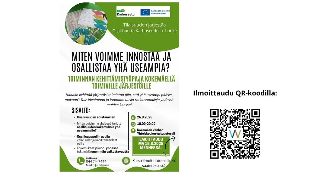 Toiminnan kehittämistyöpaja Kokemäellä toimiville järjestöille