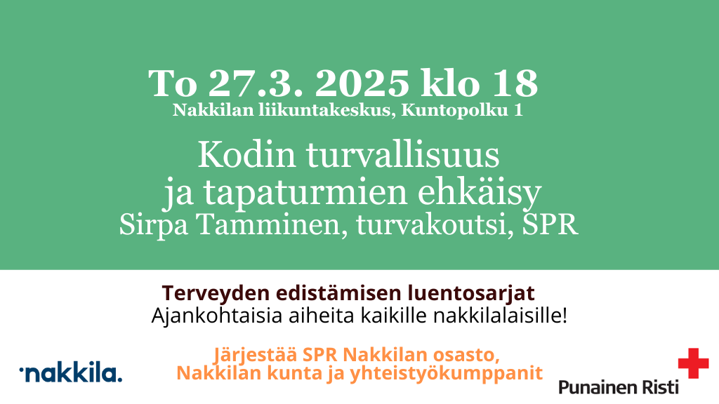 Kodin tuvallisuus ja tapaturmien ehkäisy -luento