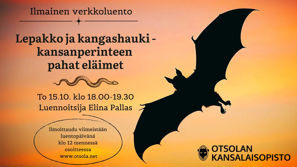 Lepakko ja kangashauki-kansanperinteen pahat eläimet (ilmainen verkkoluento)